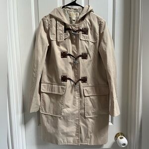 Michael Kors Trench Softshell Raincoat Jacket Hooded Hood Toggle Faux Leather M